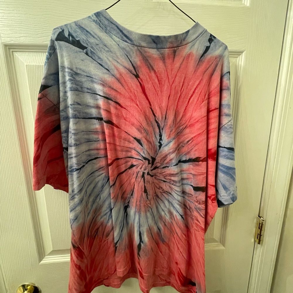 Tie-Dye Short Sleeve T-Shirt - Coral & Blue